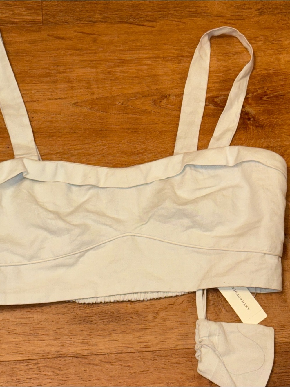 Anthropologie Cream Cropped Tank with Adjustable Straps